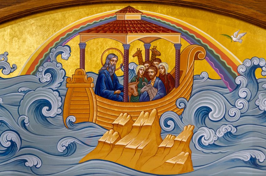 Secovska Polianka, Slovakia. 2019/8/22. The icon of the Noah's Ark. Part of the Iconostasis in the Greek Catholic church of Saint Elijah.