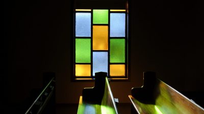 Stained glass windows _ pews
